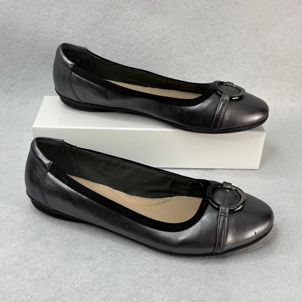 Clarks Black Women's Loafers with Buckle Detail